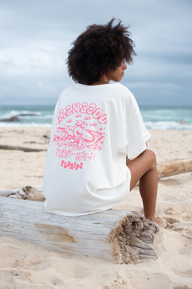 T-Shirt OFF WHITE 100% Organic Cotton Mamazoo Praia Mole Floripa x by Drocco